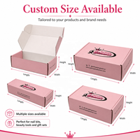 Boîte d'emballage en carton ondulé rose pour maquillage et cosmétiques, personnalisée, en gros, pour expédition et envoi postal