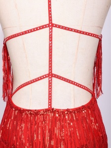 Vestido de baile de salón competitivo al por mayor para mujer, mono brillante con flecos para danza del vientre, tango y cha-cha. - Product Image 5