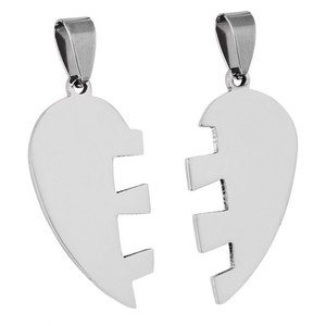 Ciondolo a Cuore Spezzato in Acciaio, Gioielli e Charms Raffinati - Product Image 1
