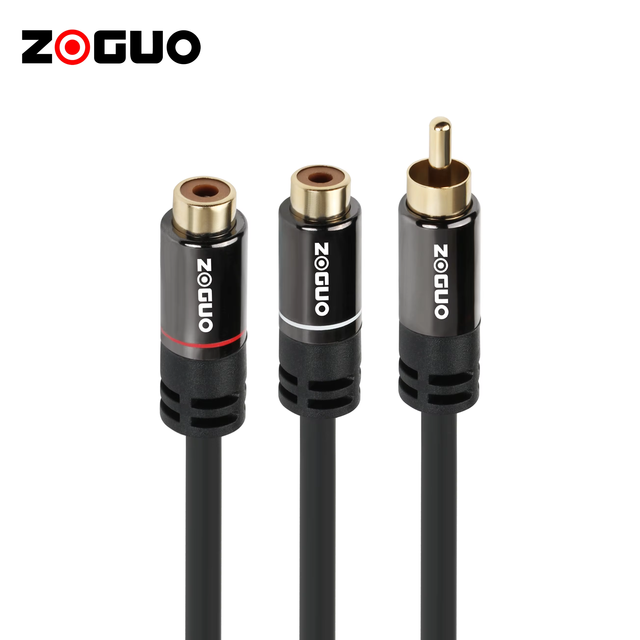 Black Flexible PVC Braided Shielding Audio RCA Male 2RCA Female Cable 1.5M-30M Customizable Length for Microphone DVD Speaker