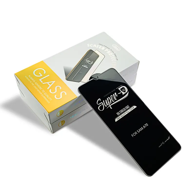 Teléfono Celular 3D protector de pantalla para Samsung A70 A70S de vidrio templado negro brillante zócalo 0,3mm 9H completa pegamento de guardia