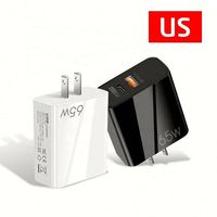 Chargeur GaN 65W PD33W, tête de charge rapide, chargeur de téléphone portable QC3.0 pour iPhone 14 Pro Max, ordinateur portable, adaptateurs de chargeur GaN universels