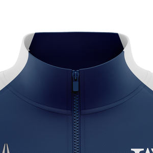 Pour la haute qualité bleu profond Football Football veste fermeture éclair à manches longues col rond unisexe printemps respirant coupe-vent imperméable - Product Image 3