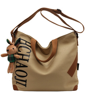 Moda popolare grande capacità borse di tela a tracolla custom tasca interna e cerniera personalizzata crossbody tela tote bag per ragazza - Product Image 6