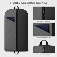 Sacs de transport pliables personnalisés avec logo imprimé, à soufflets, anti-poussière et anti-humidité, pour costumes et vêtements, avec poche zippée