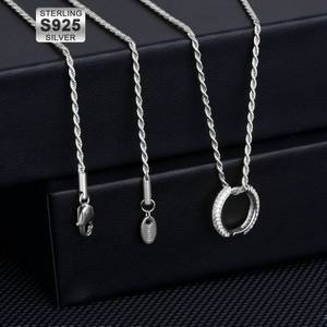 Accessoires <span class=keywords><strong>de</strong></span> mode, collier ras du <span class=keywords><strong>cou</strong></span> délicat <span class=keywords><strong>en</strong></span> argent pur, plaqué <span class=keywords><strong>or</strong></span> <span class=keywords><strong>blanc</strong></span> 18 carats, chaîne torsadée <span class=keywords><strong>en</strong></span> argent sterling S925 <span class=keywords><strong>de</strong></span> 1,4 mm - Product Image 4