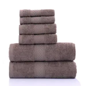 Luxury 100% Cotton 6 Pcs Towel Set Bathroom Towel Hand Bath Towels