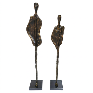 Contemporary Aluminium <b>Figurative</b> Sculptures Handmade Artistic Tabletop Decor 2Pcs Living Room Display Jaffs Exports JE900 - Product Image 1