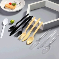 Fabrication OEM sur mesure de couverts jetables biodégradables en amidon de maïs, fourchette, couteau et cuillère modernes pour restaurants occidentaux de steaks