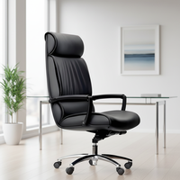 Chaise de bureau ergonomique pivotante en cuir, moderne, grande et haute, pour personnel, cadres, luxe, visiteurs, en PU, avec roulettes
