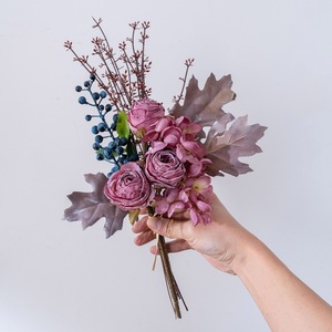 Bouquet de roses artificielles en fleurs de cerisier, en tissu tissé plastique, pour décoration de mariage et de maison CF01224B - Product Image 2