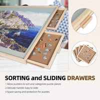 Table de puzzle inclinable et rotative 2-en-1 2025, cadeau pour adultes, table de puzzle en bois, table de puzzle portable avec 4 tiroirs