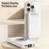 Soporte Magnético Inalámbrico Universal 4 en 1 con Carga Rápida PD de 20w, Batería Externa Delgada de 20000mah para iPhone 15 Pro, Transparente, con la Mejor Tecnología