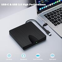 Unidad de Blu-Ray Externa, Reproductor de Blu-Ray Portátil, Grabador, Lector, Quemador de CD con Puerto USB 3.0 Tipo C, DVD y CD-ROM +/-RW BD