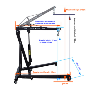 Grúa elevadora hidráulica plegable de 2 toneladas para taller, grúa de motor hidráulica, palanca para elevación y carga, grúa hidráulica plegable para camión - Product Image 5