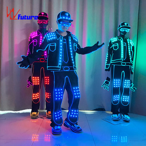 Setelan Future EL baju LED kostum bercahaya sepatu bersinar pakaian ringan pakaian penari EL Wire - Product Image 5