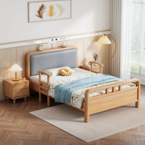 High Quality Solid Wood Nursing <b>Bed</b>, Safety Guardrail Upholstered <b>Bed</b> for Elderly Home Care Bedroom Furniture - Product Image 1