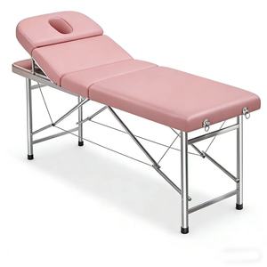 Meilleures ventes - Chaise de beauté en cuir PU rose avec coussin, pour la maison, l'hôtel, le salon de beauté, cadre métallique réglable en hauteur, personnalisable - Product Image 2