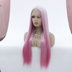 LINDALHAIR, <span class=keywords><strong>peluca</strong></span> Rosa degradada con <span class=keywords><strong>peluca</strong></span> frontal <span class=keywords><strong>de</strong></span> encaje rubio platino, <span class=keywords><strong>peluca</strong></span> blanca recta a colorete, <span class=keywords><strong>peluca</strong></span> Rosa sirena para <span class=keywords><strong>Drag</strong></span> <span class=keywords><strong>Queen</strong></span>, Cosplay - Product Image 4
