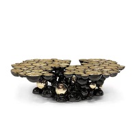 BOCADOLOBO Newton Table basse en métal extensible de luxe en acier inoxydable avec gravure régulière pour le salon de la maison
