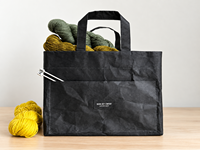 Sac de rangement en papier lavable pour tricot et crochet, organisateur de projets, sac pour fournitures d'artisanat avec poches et poignées