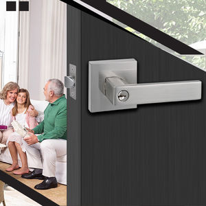 סגסוגת אבץ מודרני מבנה תלת-בר שחור ידית מלון דירה חדר שינה דמה דמה פרטיות דלת ידית מנעול קל - Product Image 5