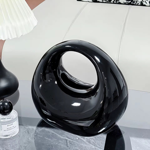 Ins Cute <b>Black</b> White Luxury High-end Handbag Ceramic <b>Tissue</b> Box Porcelain <b>Paper</b> Towel Holder Ornament for Living Room Decor - Product Image 1