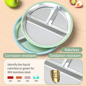 Plateau repas enfant en acier inoxydable avec couvercle en silicone pour la protection de l'environnement domestique, idéal pour bébé - Product Image 5