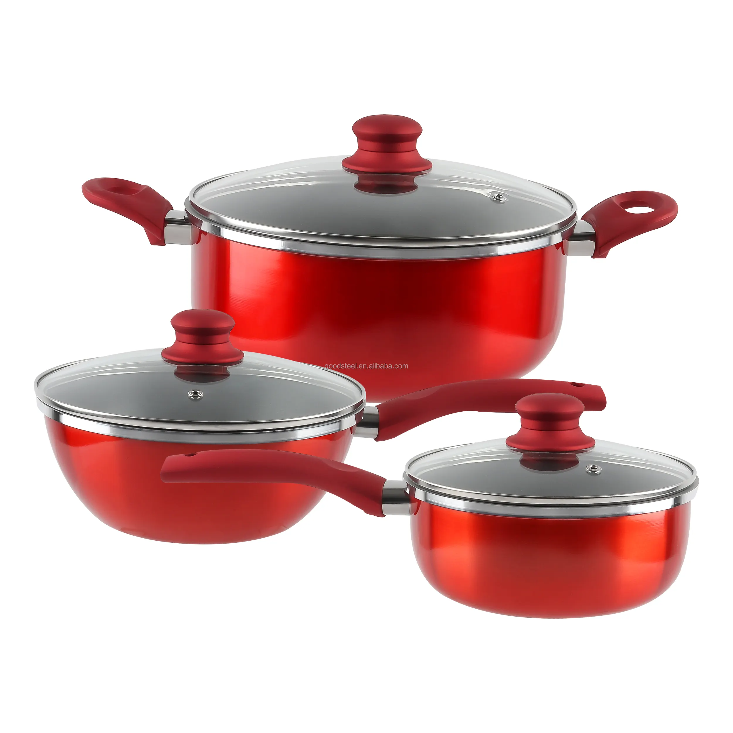 Cảm ứng tương thích màu xám tráng gốm không dính Nhôm Cookware Set cứng bề mặt kim loại chịu mài mòn Chảo Đối với trang chủ nấu ăn