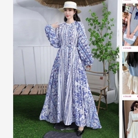 Fleur Imprimer simple boutonnage conception ample grande taille femmes longue robe plissée