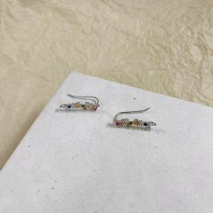 S925 Pure Silver <b>Small</b> Fresh Color Zircon <b>Dangle</b> <b>Earrings</b> for Women Versatile Design for Spring and Summer - Product Image 3