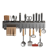 Porte-ustensiles de cuisine mural, rangement pour couteaux de cuisine, organisateur intelligent pour ustensiles de cuisine avec crochets en acier