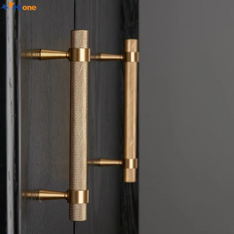 Gold Knurled Textured Kitchen Handles Knobs Drawer Pulls Bedroom Brass T Bar Cabinet Hardware Gold Hardware Furniture Handle