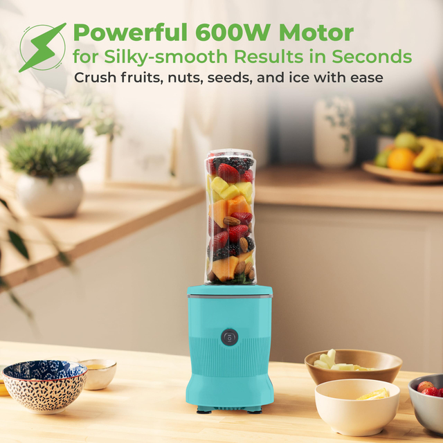 20 oz Electric Portable Blender for Household Use 600W Motor Stainless Steel Sauces Smoothies Maker ON/OFF/Pulse Functions