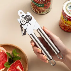 Stainless Steel Can Opener Manual Good Grips With Built-in Bottle Opener Smooth Edge Sharp Blade Safe Cover For Beer Tin Bottle