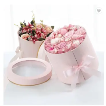 Custom deluxe Rose gift box Flower packing paper box Double layer paper hat flower gift box for wedding party
