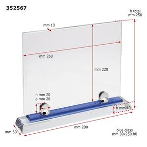 Espositore in Vetro Trasparente con Base Blu 260x220 mm per Uso da Tavolo - Product Image 3