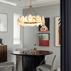 Lustre en albâtre nordique, éclairage de plafond nordique, lustre pour salon, luminaires suspendus en albâtre pour cuisine - Product Image 3