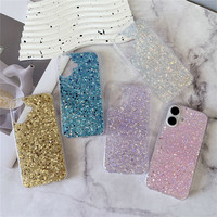 Bling Paillettes Paillettes Poudre Silicone Téléphone étui pour iphone 16 15 14 13 12 11 Pro Max X XR XS Max 7 8 Plus Antichoc Couverture Arrière