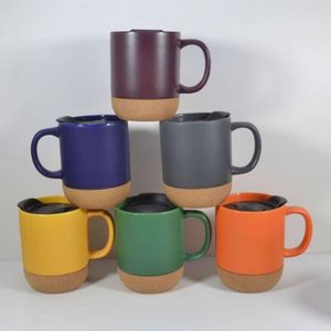 Custom Logo Personalized Gift Stoneware Cup Office Home Indoor Milk Coffee Drinks Ceramic Mug with Cork Base and <b>Sliding</b> Lids - Product Image 4