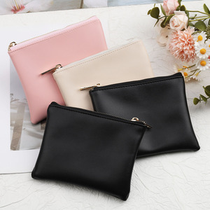 Nouveau design sac de rangement pour cartes à monnaie en cuir Pu avec fermeture à glissière sac personnalisé en cuir Pu porte-clés shopping <span class=keywords><strong>pochette</strong></span> à fermeture éclair - Product Image 1