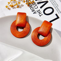 Boucles d'oreilles géométriques en bois Boucles d'oreilles pendantes en perles de bambou vintage Accessoires de vacances Mode Bijoux pour femmes Boucles d'oreilles pour femmes