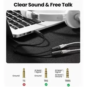 Câble séparateur audio Ugreen 3,5 mm, 2 sorties femelles, 30 cm noir avec logo métallique, pour écouteurs et casques, câble en plastique avec - Product Image 5