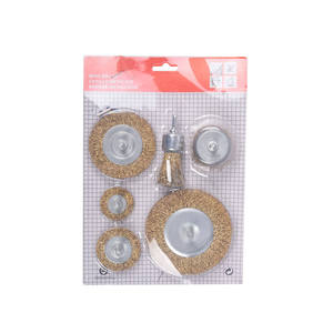 מכירה לוהטת עגול קטן נירוסטה פליז חוט מברשת סט 6pcs חדש שטוח מעוות שוחקים חוט יד מברשת - Product Image 2