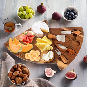 Cá nhân tam giác xoay mở pho mát <span class=keywords><strong>Board</strong></span> Tabletop Keo Gỗ charcuterie bảng với Knife Set - Product Image 1