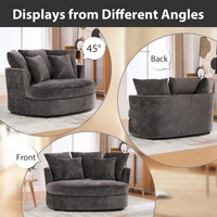 Fauteuil baril surdimensionné deux places en chenille anthracite tufté, idéal pour salon, avec 5 coussins – Offre Spéciale