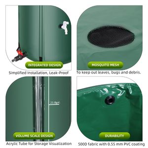 Système de stockage d'eau de pluie pliable en PVC de qualité supérieure avec robinet à dégagement rapide - Product Image 3