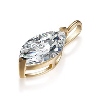 Ciondolo in Oro 18K con Diamante Coltivato in Laboratorio, Minimalista e Versatile, a Due Punte, Gioiello Raffinato per Donna