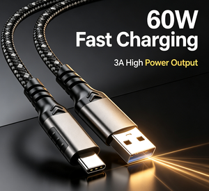 Câble USB 3.2 Type C mâle vers USB A mâle avec coque en aluminium, câble tressé 9 brins, charge rapide 3A 60W, transfert de données 10 Gbps - Product Image 6