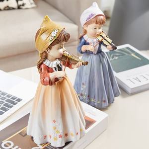 Style rustique rustique frais <span class=keywords><strong>violon</strong></span> fille ornements meuble TV <span class=keywords><strong>étude</strong></span> bureau <span class=keywords><strong>d</strong></span>écorations pour la maison résine artisanat - Product Image 2